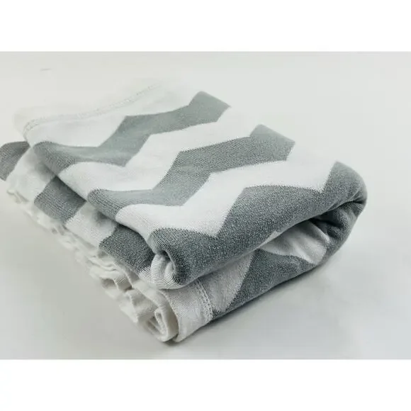 Pottery Barn Kids Gray White Chevron Zig Zag Baby Blanket Cotton Knit Grey 30x40 - Picture 6 of 12